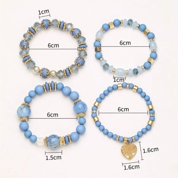 New 4 piece beaded bracelet heart charm - Picture 4 of 4